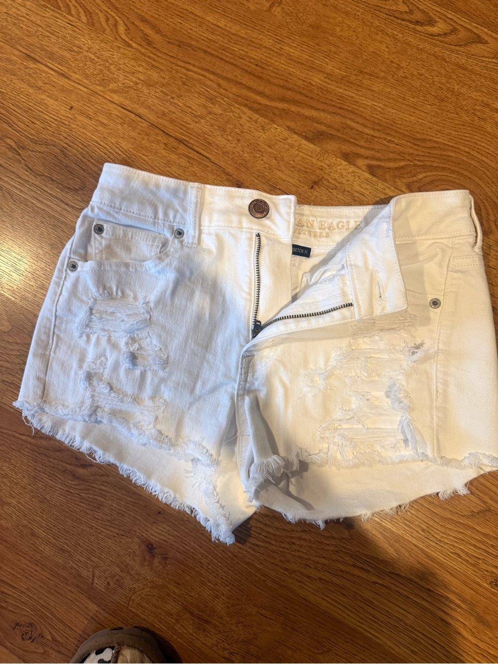 American Eagle Outfitters White Distressed Denim Cutoff Shorts